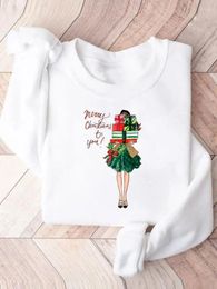 Women's Hoodies Gift Trend Cute Sweet Pullovers Lady Fashion Holiday Clothing Christmas Women Year Print Female Woman Graphic Sweatshirts