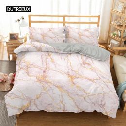 Set Duvet Cover Geometric Pink Marble Comforter Bedding Set Cover Bed Cover Bedspread 2/3 Pcs for Women Girls Bedroom Decorations Sheer Curtains