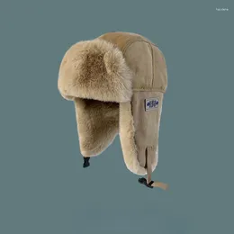 Berets Color Of Morandi Winter Men Hat Soft Fur Ushanka Wind-proof Ski Warm Russia Outdoor Women Earflaps Bomber