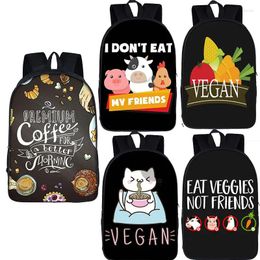 Backpack Eat Veggies Vegetarian Food Vegan Women Rucksack Teenager Boys Girls Schoolbag High-capacity Computer Package