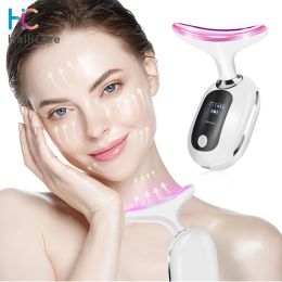 Device Neck Face Beauty Device LED Photon Skin Care Machine Face Lifting Firming Neck Wrinkle Removing Whitening Facial Massager