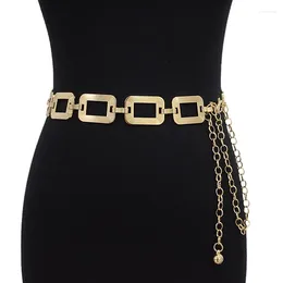Belts Unique Gold Silver Square Belt Women Fashion Metal Alloy Thin Rectangle Female Jeans Dress Waistband 2024