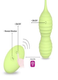 HIMALL Silicone Kegel Ball Vaginal Tight Exercise Love Egg Vibrator Remote Control Geisha ben Wa Products Sex Toys Green Y2006162074058