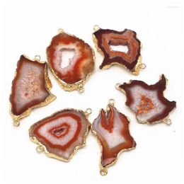 Pendant Necklaces Natural Stone Orange Agate Slice Connectors Pendants Charms Irregar Onyx Druzy For Diy Men Necklace Jewellery Drop De Dh9Jt