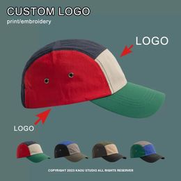 Japanese Tooling 5-flaps Camping Caps for Men Custom Retro Contrasting Color Hip-hop Hat Summer Quick-drying Baseball Cap 240223