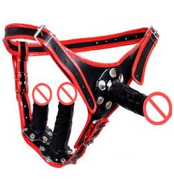 Female Homeosexuality Gay Leather Adjustbale Briefs With Detachable Vibrative 3 Dildos Panties Anal Vagina Plug Knickers Bdsm Adul9351701