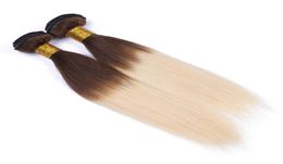 New Arrive Brown Blonde Ombre Peruvian Vingin Hair Silky Straight Hair Extensions Two Tone 4613 Ombre Human Hair Weave Straight B6704473