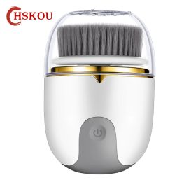 Devices SHKOU Facial Cleaning Brush Electric Facial Exfoliating Massage Brush 3 Cleaning Heads For deep Cleaning To Remove Blackheads