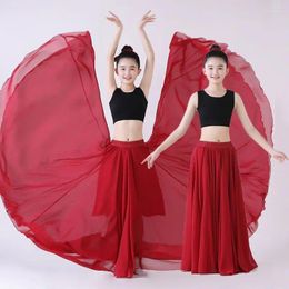 Stage Wear 65-90cm Chinese Traditional Classical Dance Costume Mongolian Tibetan Clothes Kid Girls Practice Large Swing Skirt