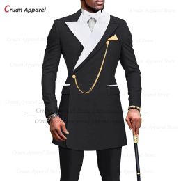 Suits Black Men Suit Slim Fit New Luxury African Wedding Tuxedos for Men Tailormade Fashion Dinner Party Jacket Pants 2 Pieces Set