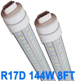 R17D LED Bulb Light 8FT, V Shaped, 144 Watts T8 LED Tubes, Clean Cover,18000LM Super Bright, 2 Pin Shop Light, 6500K, T8 T10 T12 Fluorescent Light Replacement crestech