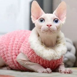 Clothing Devon Rex Thickening Plush Coat Cat Sweater Costume Sphynix Clothes Katten Sphynx Pullover Clothing Products for Winter Outwear