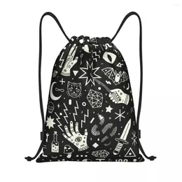 Shopping Bags Custom Halloween Witchcraft Witch Drawstring Women Men Lightweight Occult Witchy Magic Sports Gym Storage Backpack