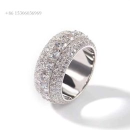 Gift Fashion Jewellery D Colour Moissanite Diamond Iced Out Bling Sterling Sier Cuban Finger Band Ring For Men Women