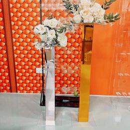 Top is Clear Acrylic Cake Display Pedestal Gold Metal Plinth Stands For Flowers Wedding Party Centrepiece Decor