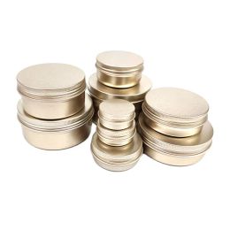 Bottles 50pcs 5ml 10ml 30ml 50ml 60ml 80ml 100ml Aluminum Tins with Lid Frosted Gold Tin Can Empty Makeup Cream Jar Cosmetic Containers