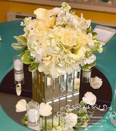 10pcs Centre Pieces Round Mirror Plate for wedding good quality wedding Centrepieces acrylic mirror candle plate4871441