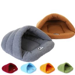 Mats New Slipper Style Winter Warm Fleece Pet Cat Sleeping Bags Puppy Small Dog Bed with Cushion Pet Rabbit Squirrel Hamster House