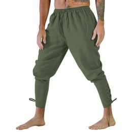 Pants Men Medieval Trousers Viking Pirate Cosplay Costume LaceUp Bandage Pants Halloween Vintage Loose Woven Cotton Joggers For Men