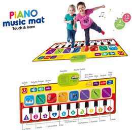 80cm Music Play Mat for Kids Dance Mat with 8 Instruments Sounds Toddlers Floor Piano Keyboard Drum Toys Educational Toys 240226