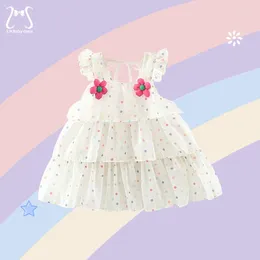 Girl Dresses White Baby Girls Sleeveless Thin Breathable Children Clothes Summer Flowers Casual Toddler Kids Costume 0 To 3 Years Old