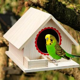 Nests Wood Birds Nest Box New DIY Small Outdoor Garden Parrot Cockatiels Swallows Nest Wooden Bird House