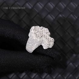 Xingguang Iced Out Baguette Moissanite Pass Diamond Tester Sterling Sier Gold Plated Hip Hop Ring