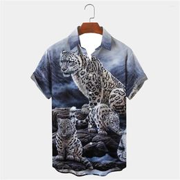 Men's Casual Shirts Tiger Animal 3d Print Hawaiian Shirt Man Summer Fashion For Daily Short Sleeves Men Clothing Tops