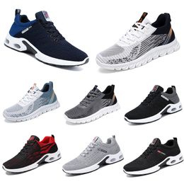 2024 Men Shoes Running Flat Shoes Soft Sole Bule White Sports Lace-up Round Toe Mesh Surface Big Size 39-45 GAI