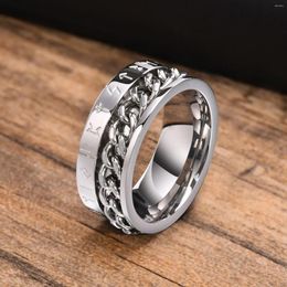 Cluster Rings 8mm Viking Norse Nordic For Men Stylish Stainless Steel Cuban Chain Spinner Fidget Ring Anxiety Release Jewelry