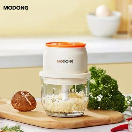 Grinders MODONG Household Meat Grinder Chopper Portable Glass Bowl 45W Multipurpose Chopper 1200mAh Battery Rechargeable Meat Grinder