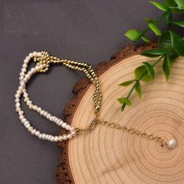 Link Bracelets Multi-layer Natural Freshwater White Pearls Couple Charm Bracelet Adjustable Chain Women Party Gift For Girl Boho Luxury