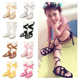 Outdoor Valen Sina Infant Girls Summer Gladiator Sandals Lace Ups Bundled High Tops Soft Rubber Sole First Walking Baby Shoes 8colors