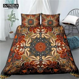 Set Home Living Luxury 3D Mandala Print 2/3Pcs Comfortable Duvet Cover PillowCase Bedding Sets EU/US/AU Size Sheer Curtains