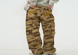 High Street Embroidery Wide Leg Mens Cargo Pants Retro Straight Loose Casual Couple Trousers5060973