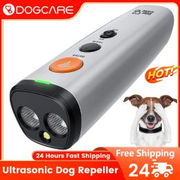 Repellents DOGCARE Ultrasonic Dog Repeller No Dog Noise Anti Barking Stop Bark Electronic Dog Training Device 2 Mode With LED Flash Light