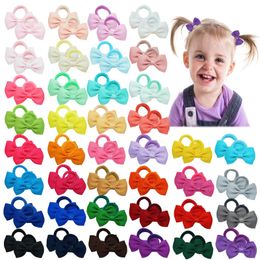 80PCS Baby Girls Hair Ties 2Inch Grosgrain Ribbon Mini Hair Bows Elastic Rubber Hair Bands Ponytail Holders Accessories for Gilr 240223