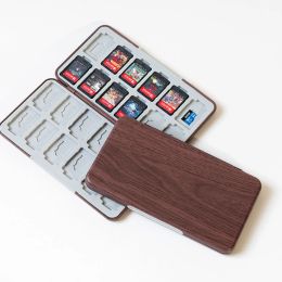 Bags 24 in 1 Wood Grain Magnetic Game Cards Storage Box For Nintendo Switch OLED Game Cards Holder Case Shockproof Waterproof