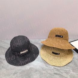 Embroidery Letter Vacation Hat Summer Breathable Straw Snapback Men Women Beach Bucket Hats Outdoor Stingy Brim Fisherman Hats Sunhat