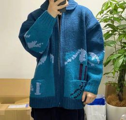 2024ss Knitwear Spring and Autumn Men's Sweaters Stand-up Collar Thick Warm Cardigan Sweater Winter Loose Casual Coat