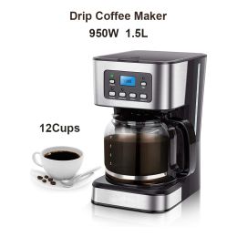 Tools 950W Electric Coffee Maker 12 Cups Automatic Drip Coffee Machine With Coffee Pot 220V Auto Keep Warm Function Home Office Use