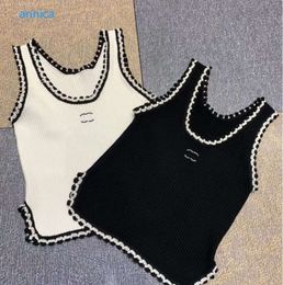 Anagram-embroidered Women Tanks Camis cotton-blend tank tops Two C letters Designer Skirts Yoga Suit CHANNEL Dress bra Vest Ladies solid Vintage T Shirt Femme566775