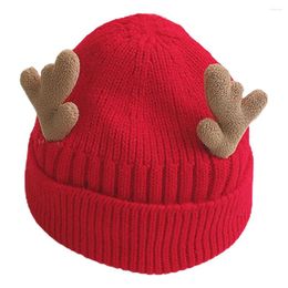 Berets Antler Knit Beanie Knitted Cap Warm Hat Woollen Baby Winter Girls Gift Hedging Antlers