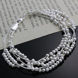 Link Bracelets 5 Line Balls For Women Valentines Day Gifts Christmas S925 Sterling Silver Color Fashion Jewelry LQ-H250