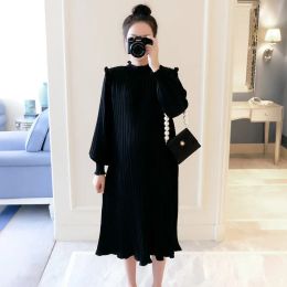 Dresses Maternity Dress 2022 New Spring Clothes For Pregnant Women Fashion Chiffon Pleated Pregnancy Long Sleeve Vestidos High Quality