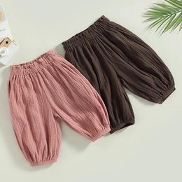 Trousers 2024-01-30 Lioraitiin 6M-5T Kids Baby Girls Boys Harem Pants Solid Color Style Elastic Loose Casual Bloomers Clothes