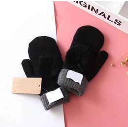 Strickhandschuhe, Designer-Handschuhe, Fäustlinge, warme Winterhandschuhe für Damen und Herren, einfarbig, Herbst-Winter-Fleece-Outdoor-Handschuhe, 7 Farben