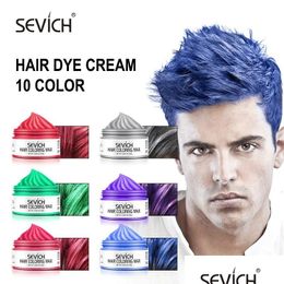 Hair Colours Sevich Fashion Temporary 10 Colours Hair Wax Dye Cream Styling Pomade Blue Colour Strong For Womenmen 240226 Drop Delivery H Dhnuw