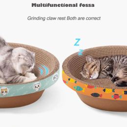 Scratchers Oval Cat Scratcher, Corrugated Cardboard Scratch Pad Round Cat Scratching Lounge Bed Sofa,Cat Scratch Couch Bed for Indoor Cats