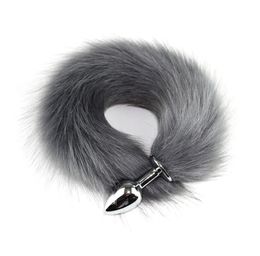 Animal RolePlay Cosplay Fox Tail Sex Toys For Woman Products Shop Fake Hair Lovely Fox Tail Butt Metal Plug Long Anal Sex Toy D1813596241